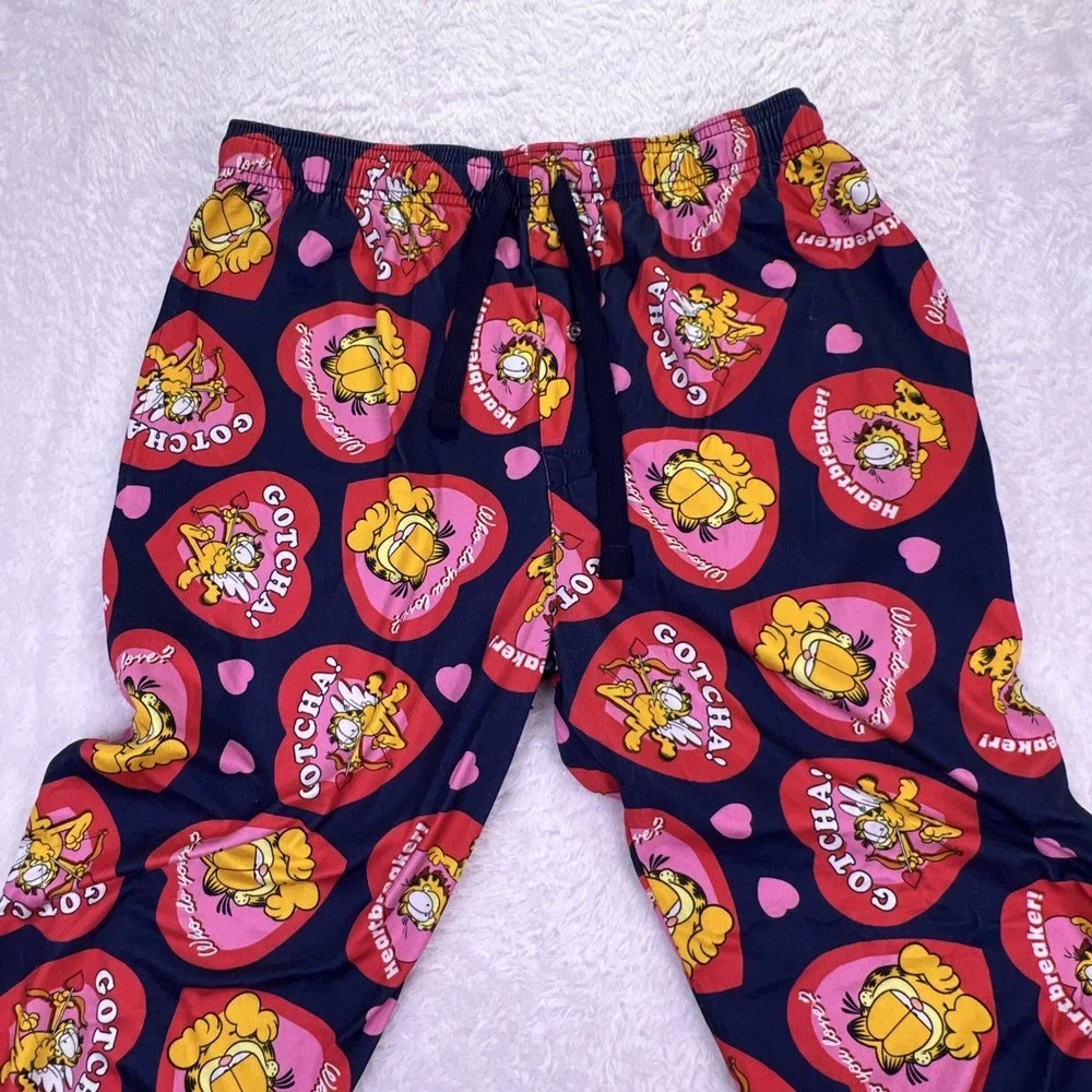 Vintage Garfield Men's‎ Medium Sleep Pants Red Hearts Soft Pajama Pants